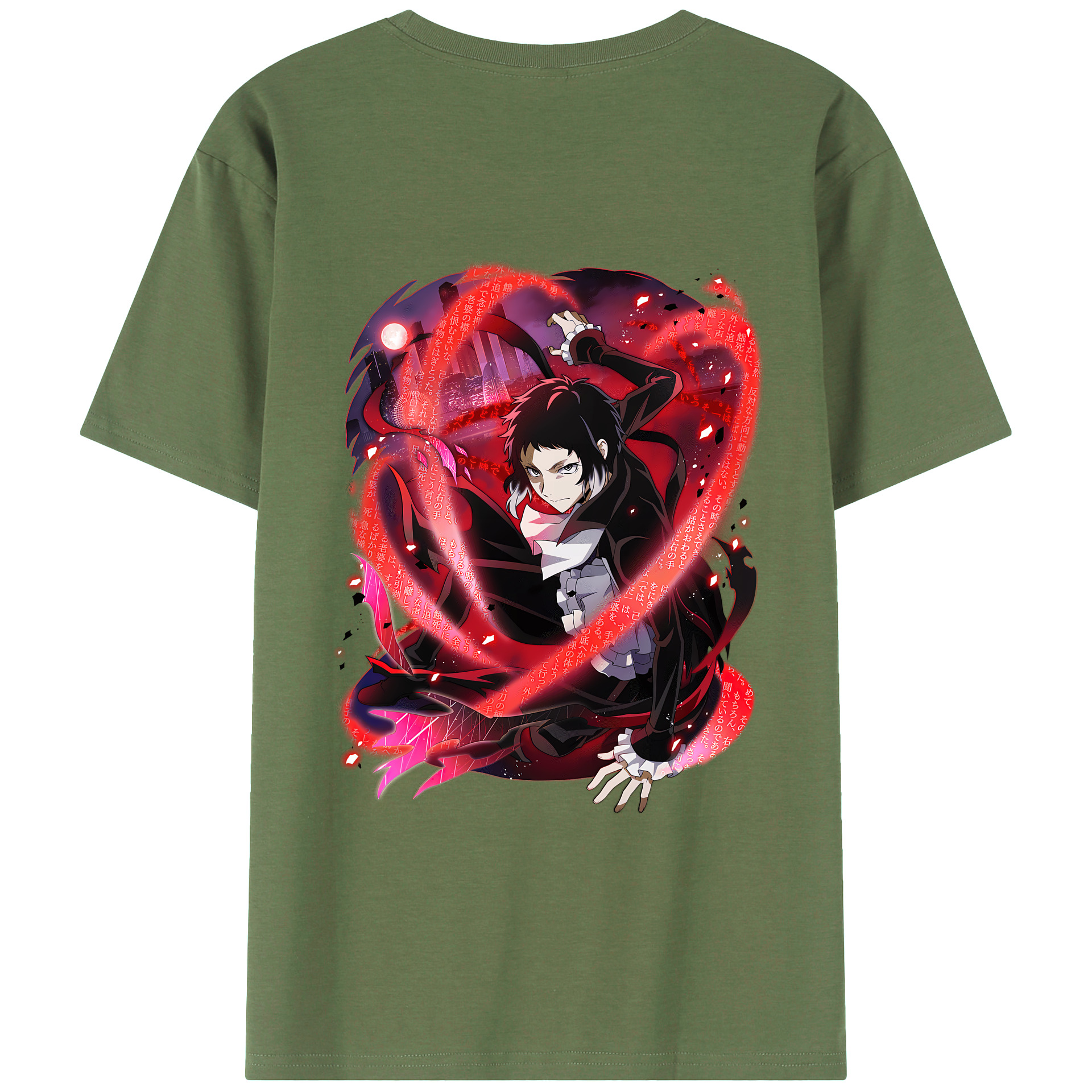 （画像用） 文豪ストレイドッグス Bungo Stray Dogs 綿100％ メンズ半袖Tシャツ（バックプリント） 通気性